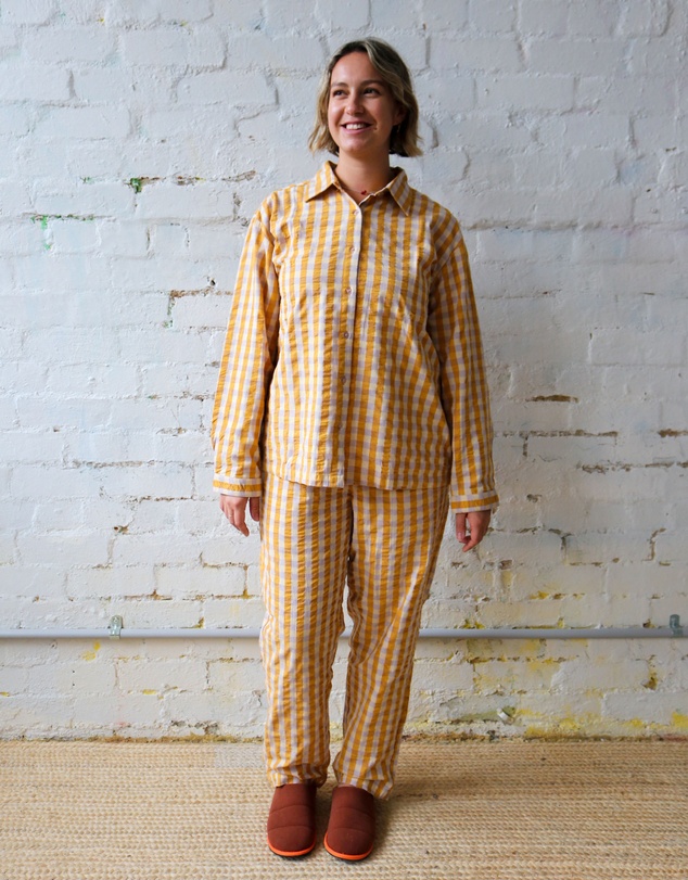 Mosey Me - Mango Seersucker Long Pyjama Set