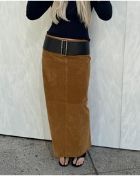 Dazie - Bailey Faux Suede Midi Skirt