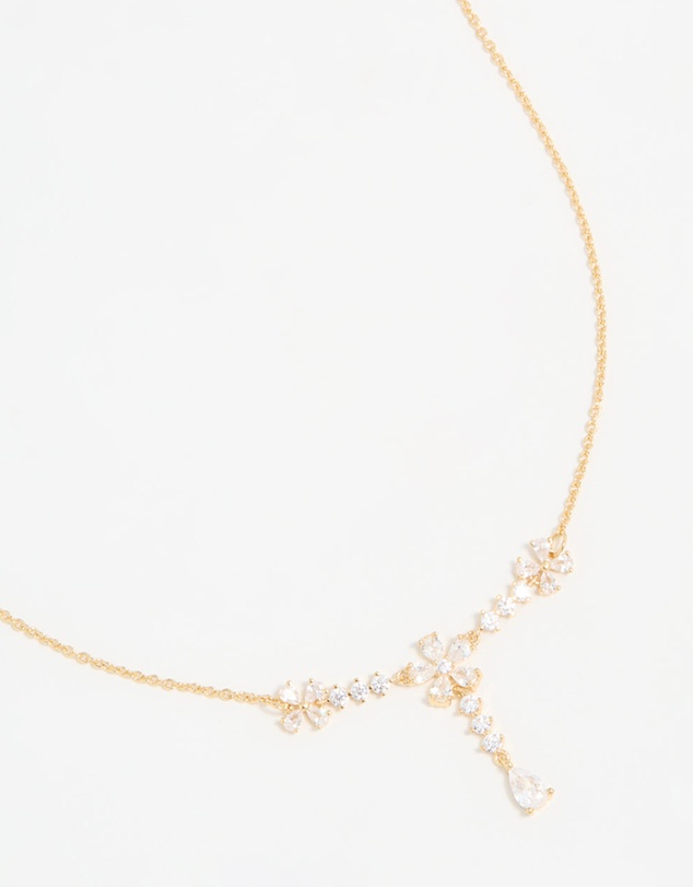 Lovisa - Gold Plated Pearl Flower Trio Y-Necklace