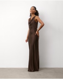 Six Stories - Cowl Front Satin Bridesmaid Dress