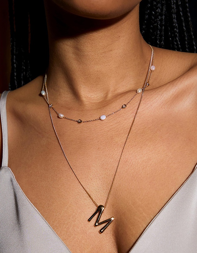 Astrid & Miyu - Cultured Pearl & Crystal Charm Necklace