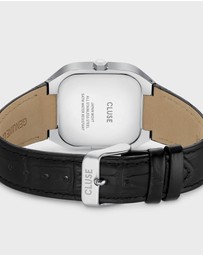Cluse - Quadrus Leather, Black, Silver Colour