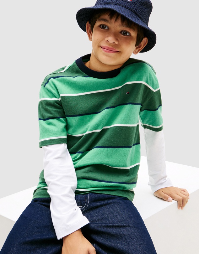 Tommy Hilfiger - Boys Rugby Stripe Peached Jersey T-Shirt - Teens