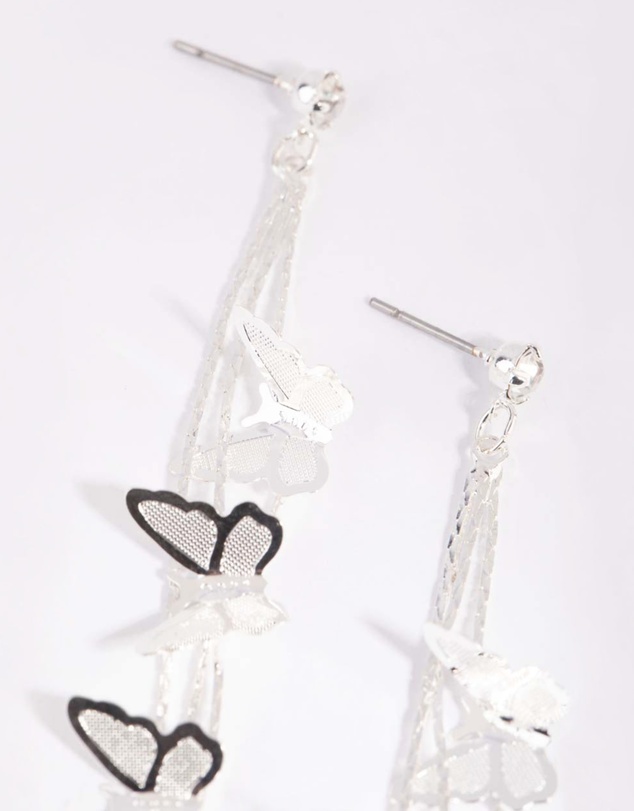 Lovisa - Silver Butterfly Drop Earrings