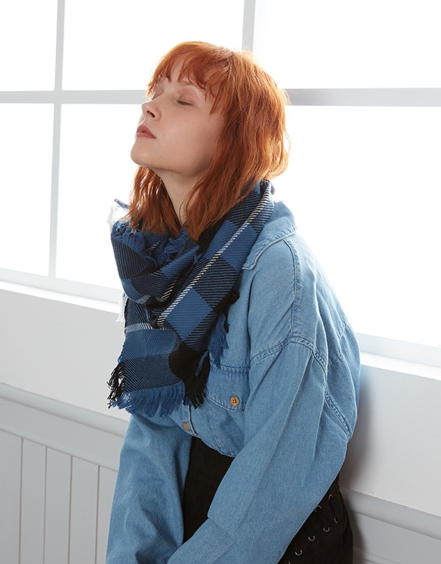 Ozwear Connection Uggs - Ugg Fringed Check Wool Scarf Blue and Check