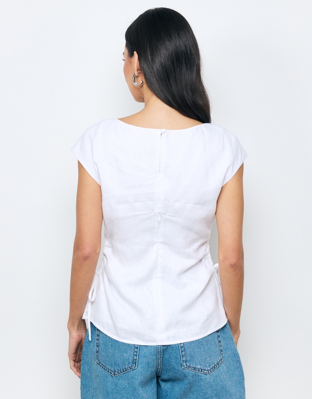 AERE - Zoe Linen Side Tie Top