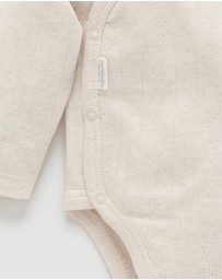 Purebaby - Ess Pointelle LS Wrap Bodysuit-Babies