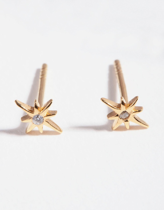 Lovisa - Gold Plated Sterling Silver Cubic Zirconia Starburst Earrings