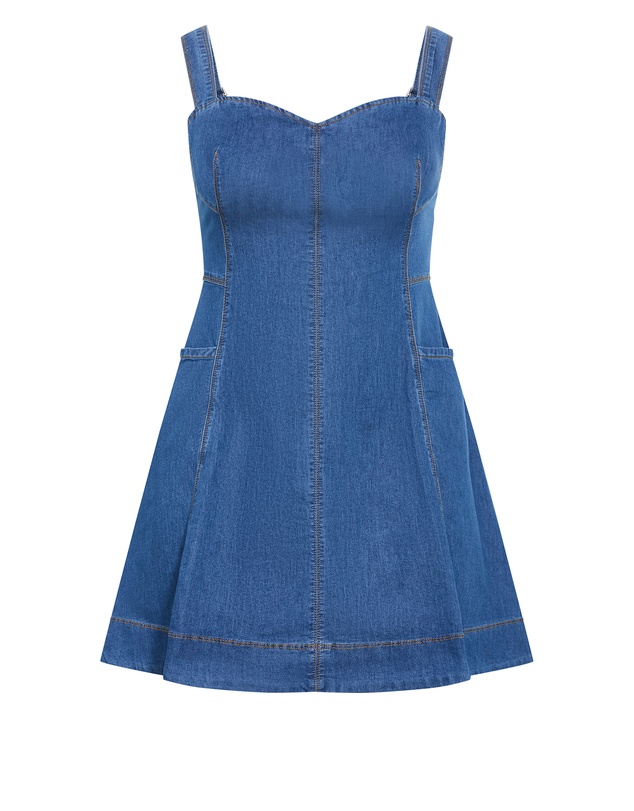 City Chic - Denim Flare Mini Dress