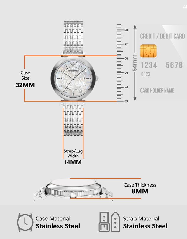 Emporio Armani - Silver Tone Analogue Watch