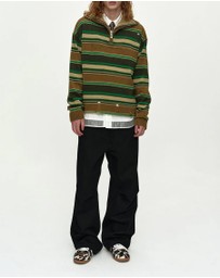 Andersson Bell - Double Layered Stripe Half Zip-Up Sweater