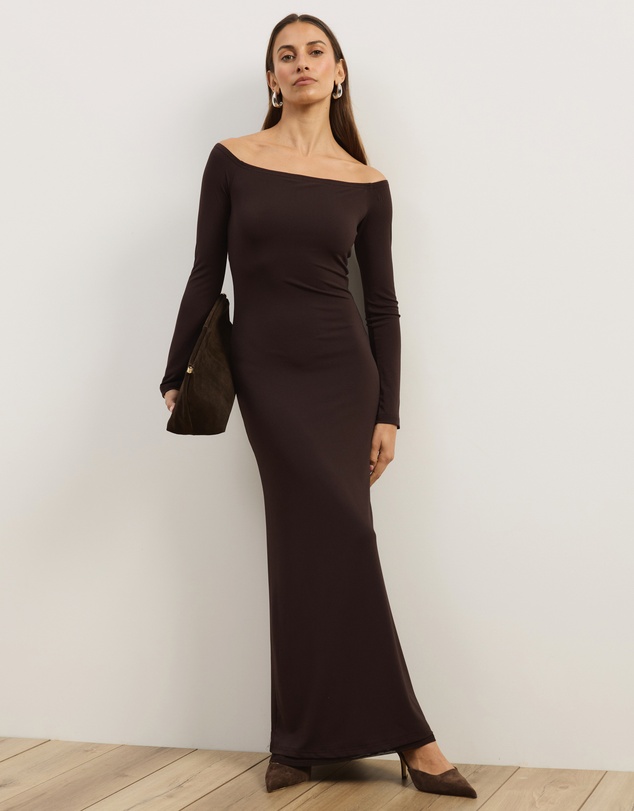 Atmos&Here - Hanna Long Sleeve Off-Shoulder Maxi Dress
