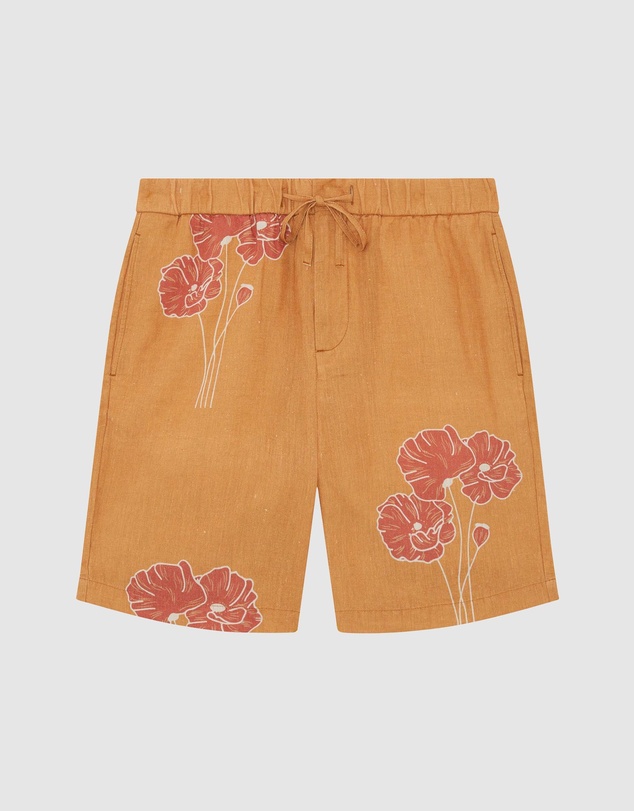 Frescobol Carioca - Felipe Linen Linear Floral Print Shorts