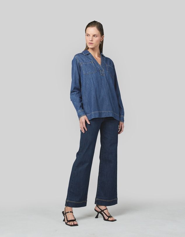 DRICOPER DENIM - Ash Denim Pop Over Shirt