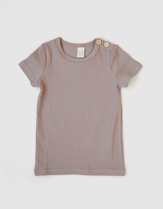 WITH LOVE FOR KIDS - BASICS Wide Ribbed Short Sleeve Top - Kids