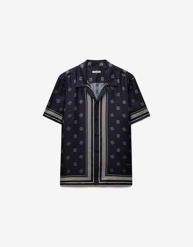 Calibre - Monogram Scarf Silk Shirt Navy
