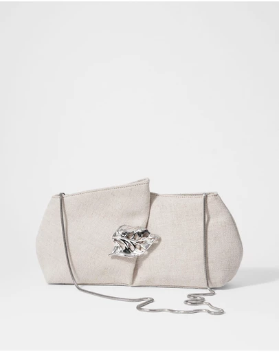 & Other Stories - Leaf-Brooch Canvas Clutch