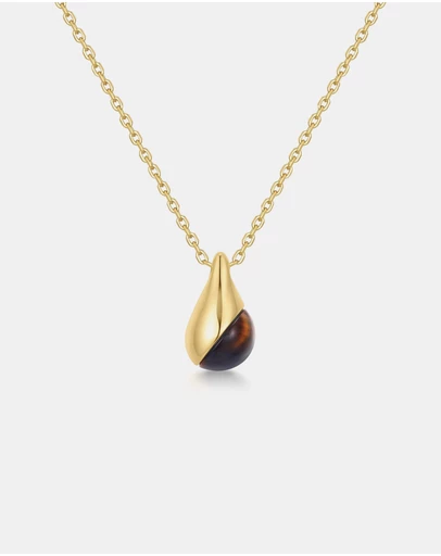Ania Haie - Ania Haie Gold Tiger Eye Droplet Pendant Necklace