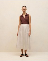 Trenery - Yarn Dyed Linen Blend Skirt in Flax