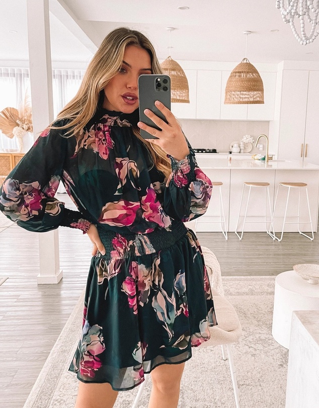 Esther & Co - Neary Dress - Emerald Floral