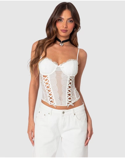 EDIKTED - Becki Sheer Lace Cupped Corset