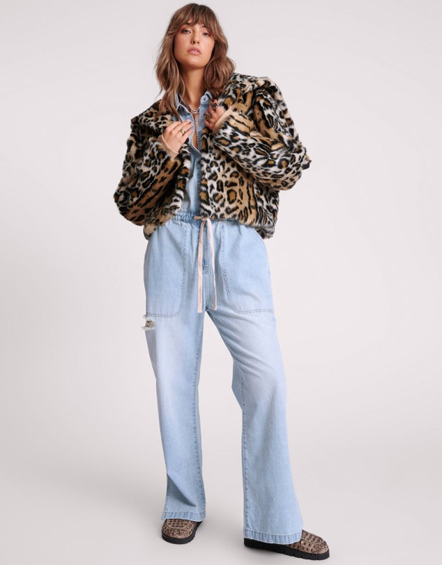 ONE TEASPOON - Faux Leopard Split Hood Jacket