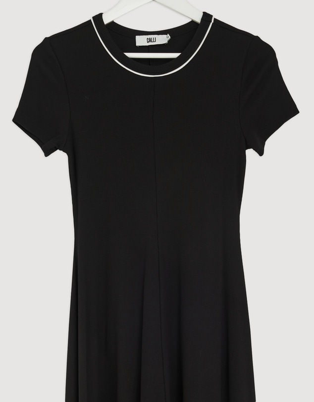 Revibe - Repaired Calli Taylor Rib Tee Midi Dress - AU 10