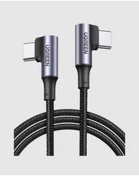 Ugreen - UGREEN 90 Degree Angle USB-C to 90 Degree Angle USB-C Braided Cable 1m