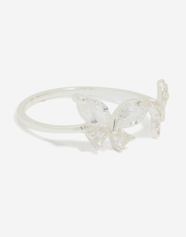 Lovisa - Sterling Silver Cubic Zirconia Adjustable Butterfly Ring