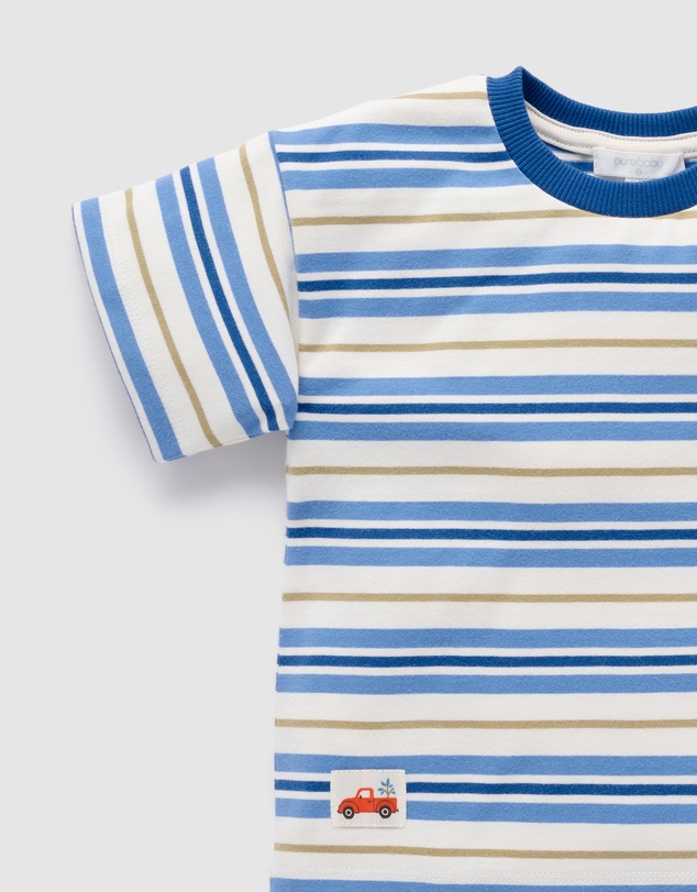 Purebaby - Classic Striped Relaxed Tee- Kids-Babies