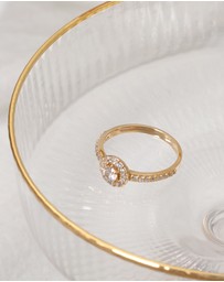 Elli Jewelry - Ring Engagement Classic with Zirconia Crystals in 925 sterling silver gold plated