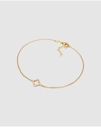 Elli Jewelry - Anklet Cloverleaf Pendant Lucky Charm with Zirconia in 925 Sterling Silver Gold Plated