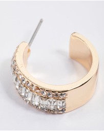 Lovisa - Gold Baguette Diamante Small Hoop Earrings
