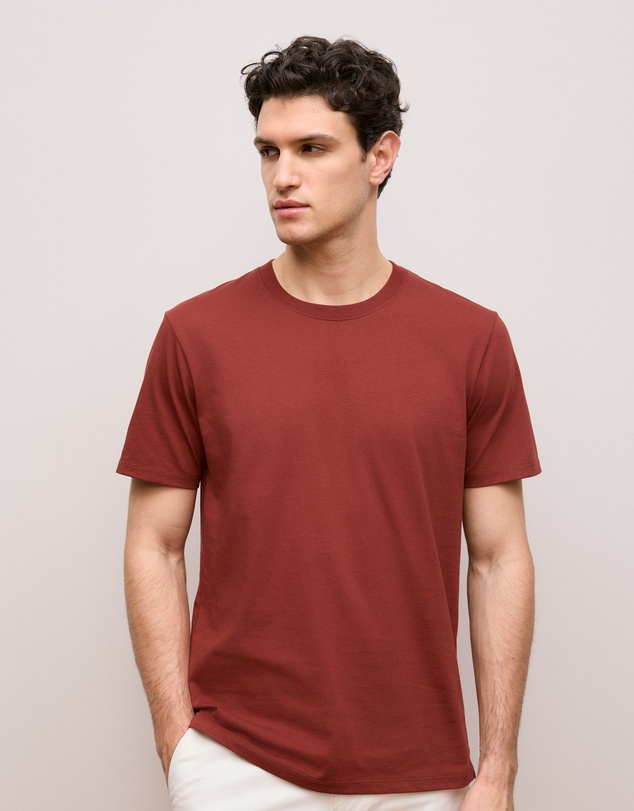 Trenery - Cotton Jersey Crew T-shirt in Deep Red