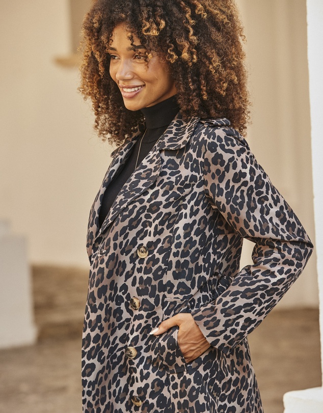 Sosandar - Leopard Print Trench Coat