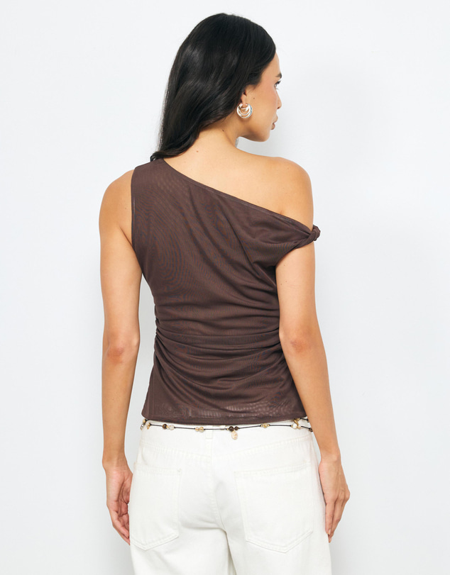 AERE - Chloe Mesh SS Off Shoulder Top
