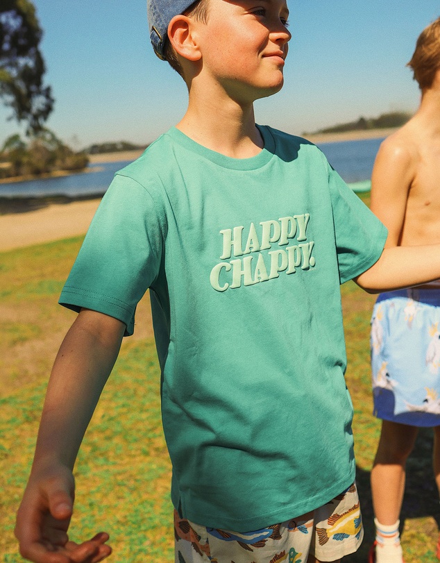 Skwosh - Happy Chappy Boys Regular Tee in Green