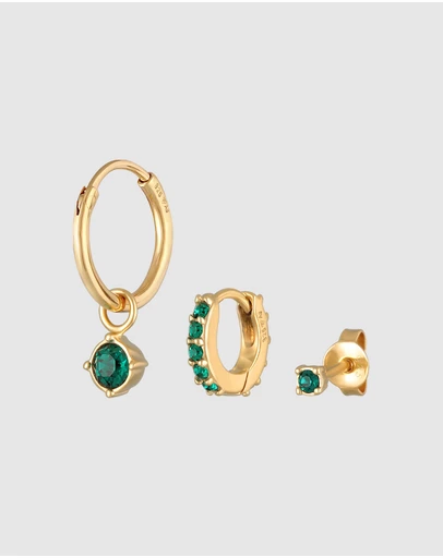 Elli Jewelry - Crystal Earring Set in Gold-Plated 925 Silver