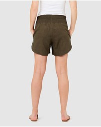 Ripe Maternity - Byron Shirred Linen Shorts