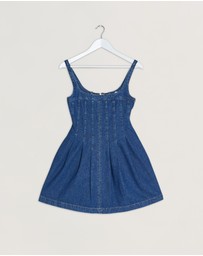Revibe - Repaired Reformation Violet Denim Mini Dress - AU 4