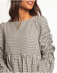 Petal & Pup - Micaela Long Sleeve Mini Dress - Black Gingham