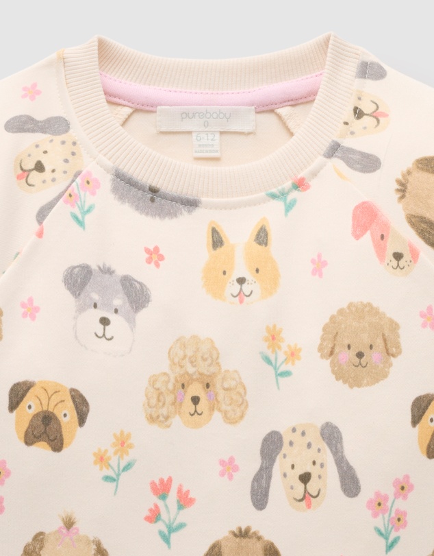 Purebaby - Sweet Pup Thick Long Sleeve Tee-Kids-Babies