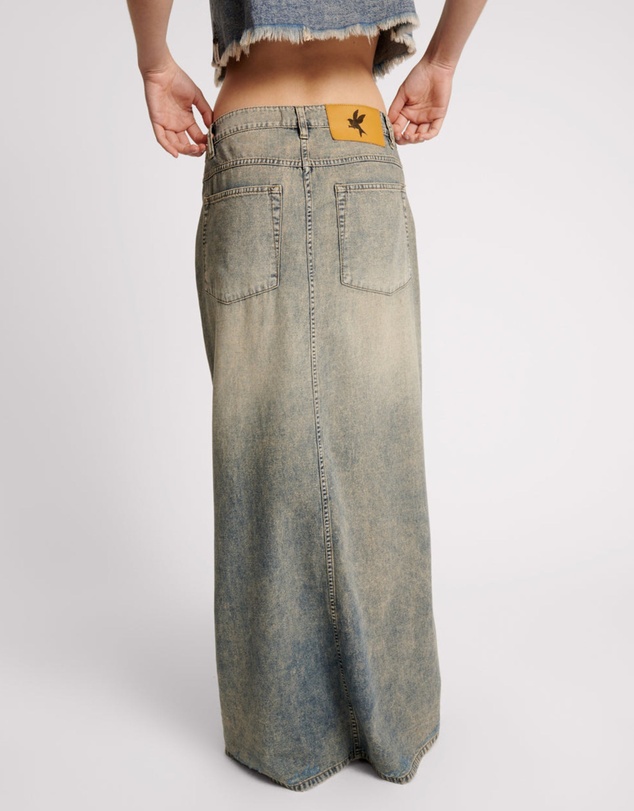 ONE TEASPOON - Dirty Blue Denim Column Skirt