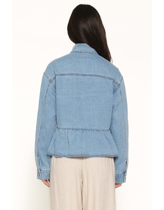 Petal & Pup - Darna Peplum Denim Jacket - Medium Wash