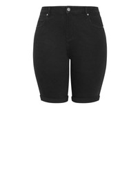 City Chic - Plus size Turn Up Skinny Denim Short - black wash