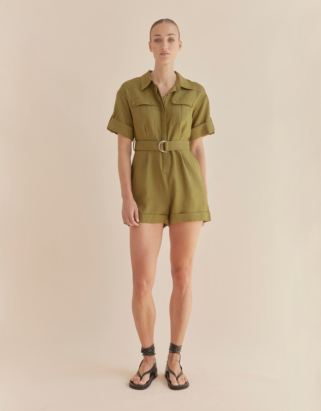 Amelius - Surreal Linen Playsuit