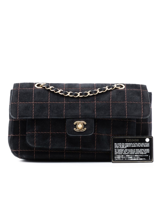 Pre-Loved by Azura Reborn - Pre-Loved CC Choco Bar Suede Stitched Chain Flap