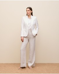 Trenery - Linen Cotton Herringbone Blazer in White