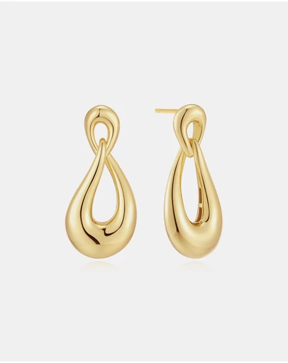 Ania Haie - Gold Interlocked Wave Stud Hoop Earrings