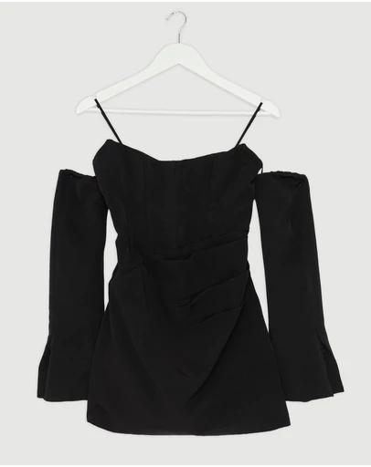 Revibe - Repaired Shona Joy Oakley Strapless Draped Mini Dress - AU 8